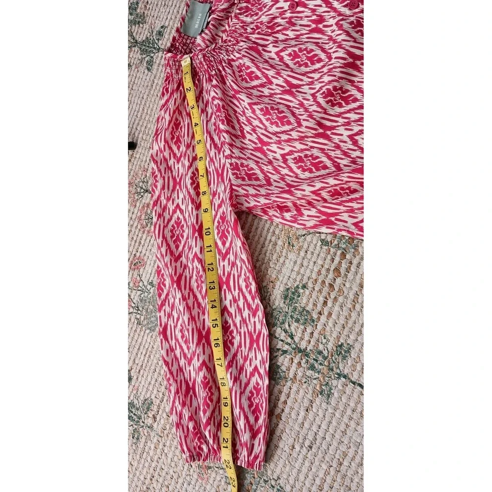 Maeve Anthropologie Ikat Print Smocked Neck Button‎ Front Dress Tunic S Boho - Picture 11 of 12
